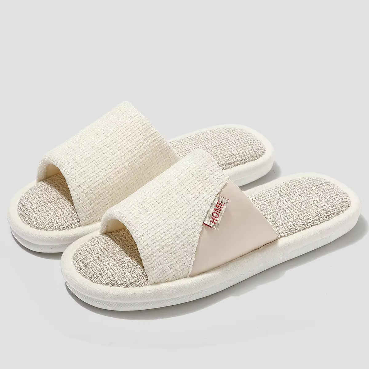 Pantoufles en lin pour hommes et femmes, chaussures plates à semelle souple, antidérapantes, pour l'