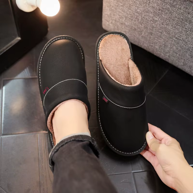 Pantoufles d'hiver Extra-larges pour hommes, avec semelle chaude, semelle antidérapante, confortable