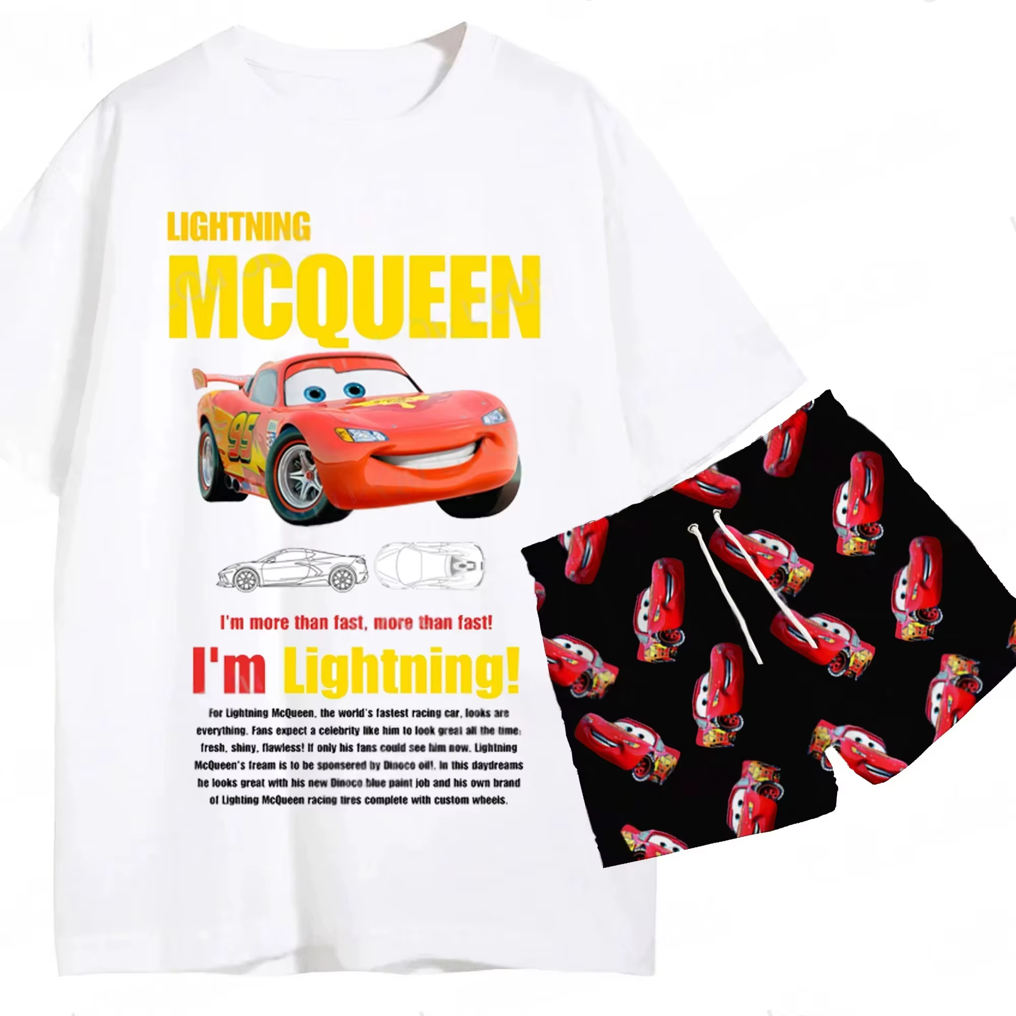 Nouvel ensemble pyjama assorti pour couples McQueen et Sally, été 2026 – T-shirt et short pour lui e