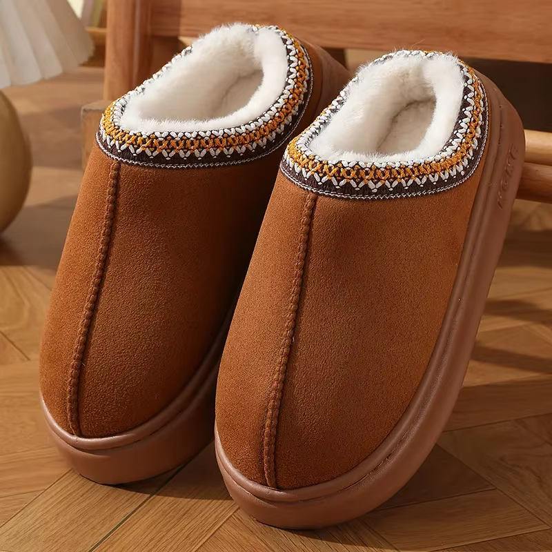 Pantoufles à plateforme moelleuses pour femmes, chaussures chaudes en coton, confortables, antidérap