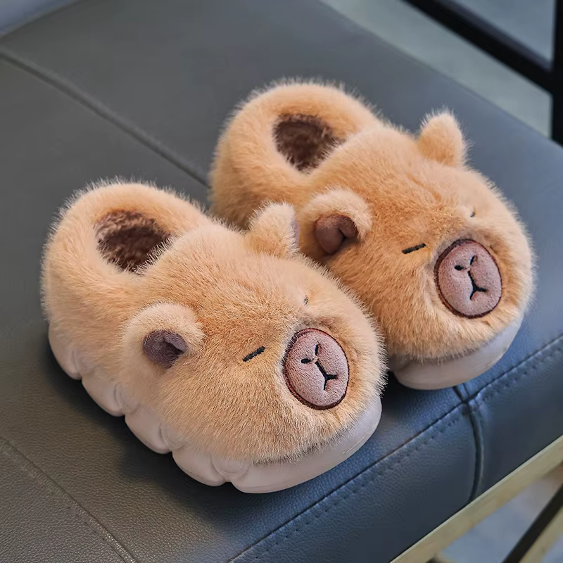 Capybara – pantoufles d'hiver en coton pour enfants, pantoufles de maison de dessin animé pour garço