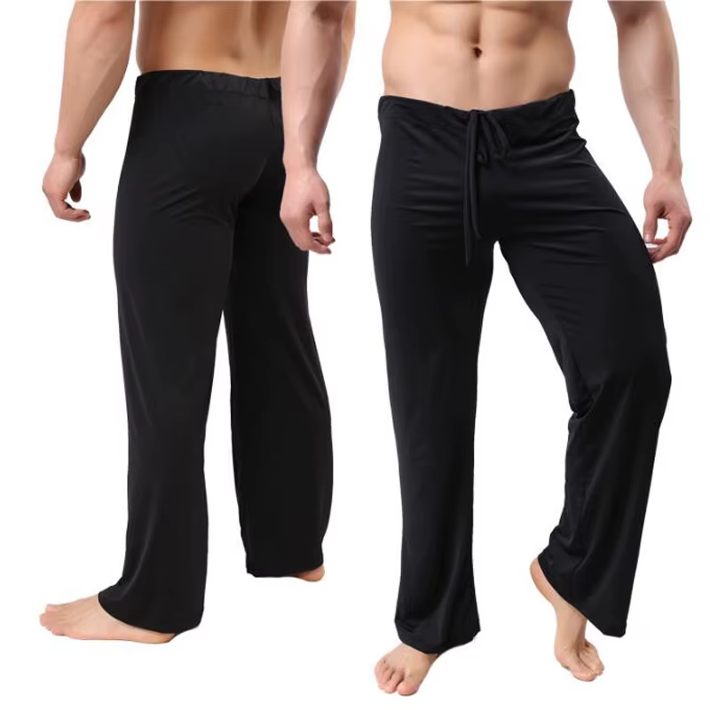 Pantalon de pyjama taille basse pour hommes, vêtements de détente à manches longues, pantalon de sal