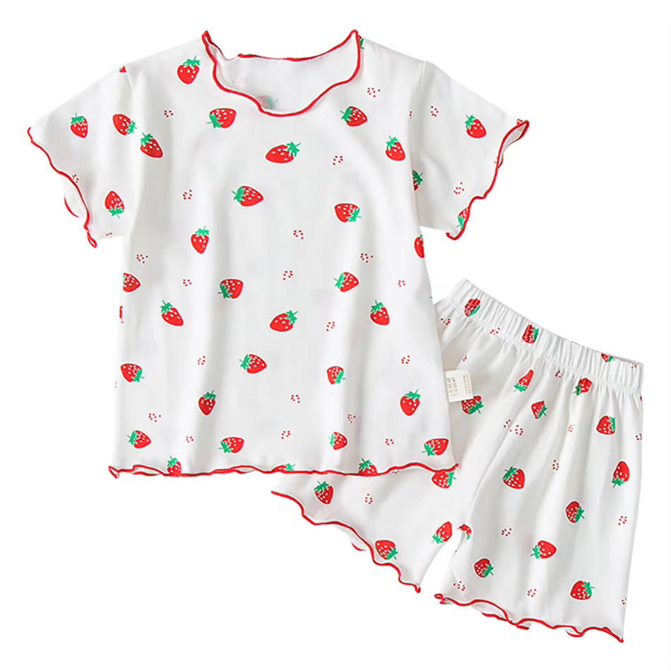 Ensembles de pyjama d'été pour filles, motif de dessin animé élégant, haut à manches courtes et pant