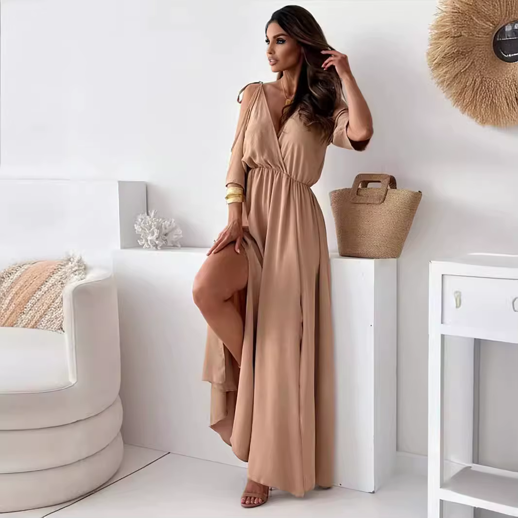 Robe pour femmes, été, manches courtes, épaules dénudées, ample, sexy, club, nouvelle année, robe ro