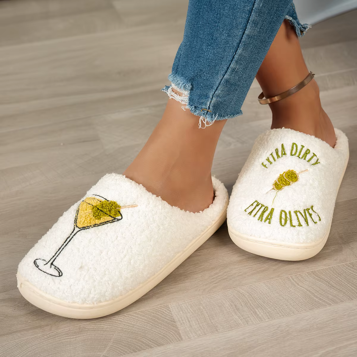Pantoufles de chambre à coucher pour femmes, Martini Extra sale, mode maman fille, cadeau d'intérieu