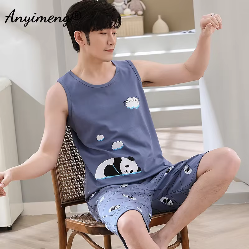 Ensembles de pyjama Kawaii pour couple, impression de canard de dessin animé, vêtements de nuit pour