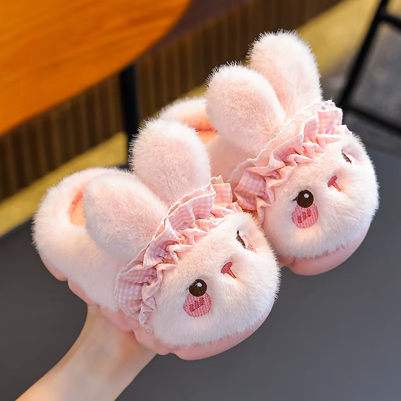 Pantoufles en coton pour femmes, chaussures d'hiver chaudes et en velours pour la maison, chaussures