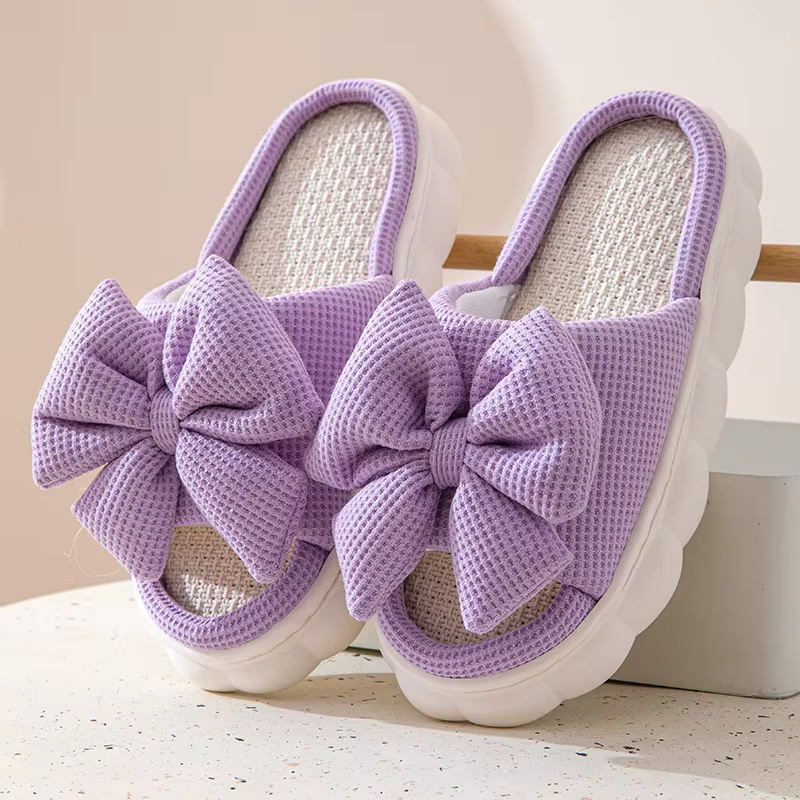 Pantoufles à plateforme avec nœud pour femmes, chaussures de luxe de styliste pour la maison, printe