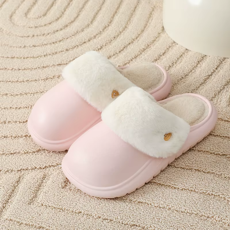 Pantoufles d'hiver en coton lavables pour femmes et hommes, pantoufles antidérapantes à fond épais, 