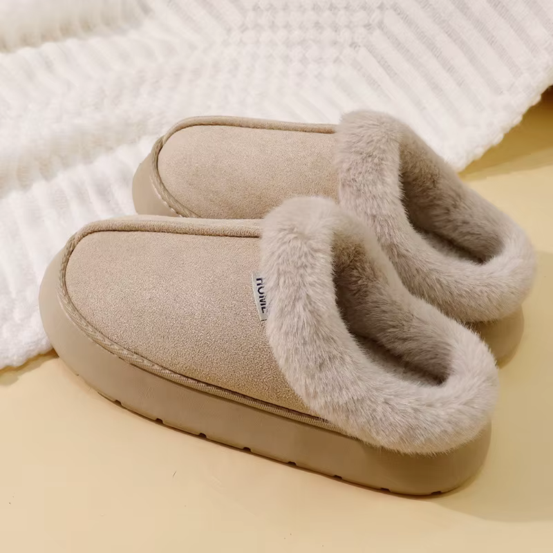 Chaussons en laine faits maison pour femmes en automne et en hiver, chaussons d'intérieur en cuir vé