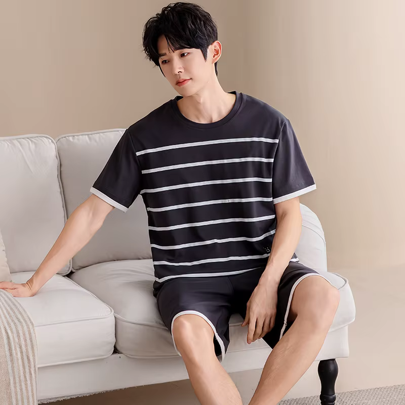 Kawaii jeunesse hommes pyjamas mignon chiot impression vêtements de nuit pour hommes shorts d'été 2 