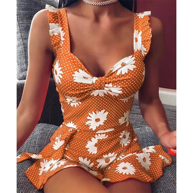 Breezy-Robe en fibre avec imprimé floral vibrant et col en V élégant