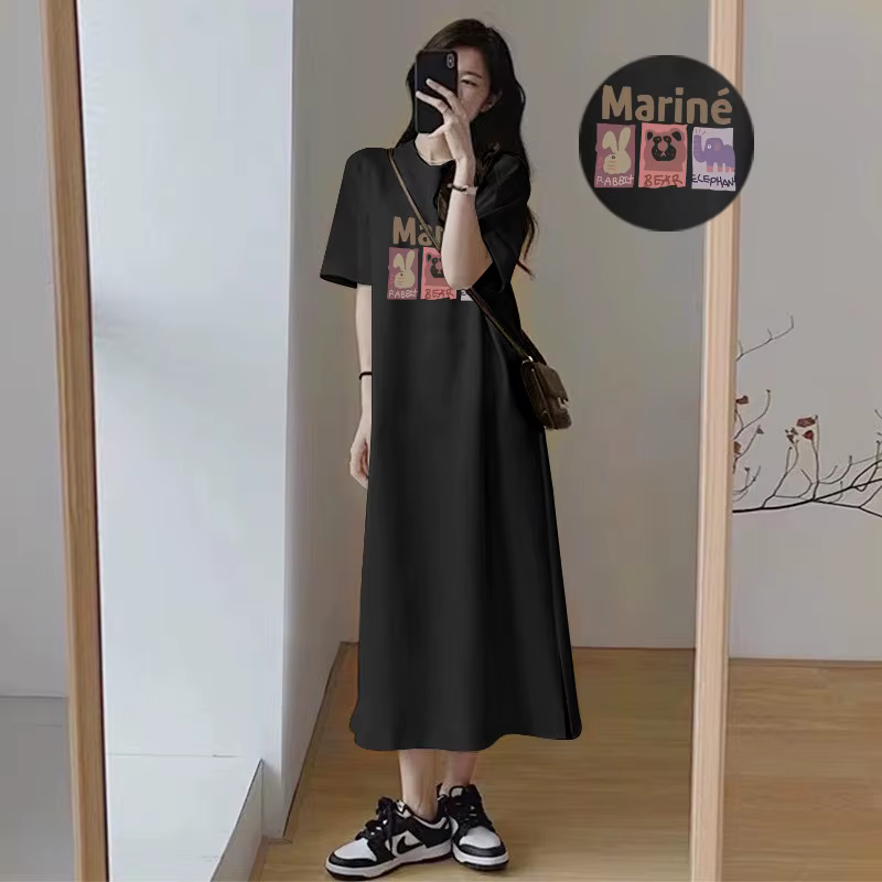 Robe d'été à manches courtes pour femmes, nouvelle mode coréenne Instagram, grande, ample et décontr
