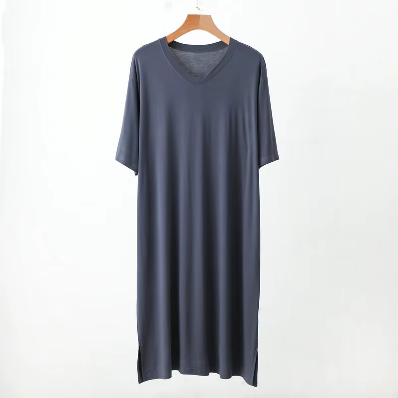 Vêtements de nuit en coton modal, col en v, coupe ample, léger, Robe d'été pour hommes, maison, exté