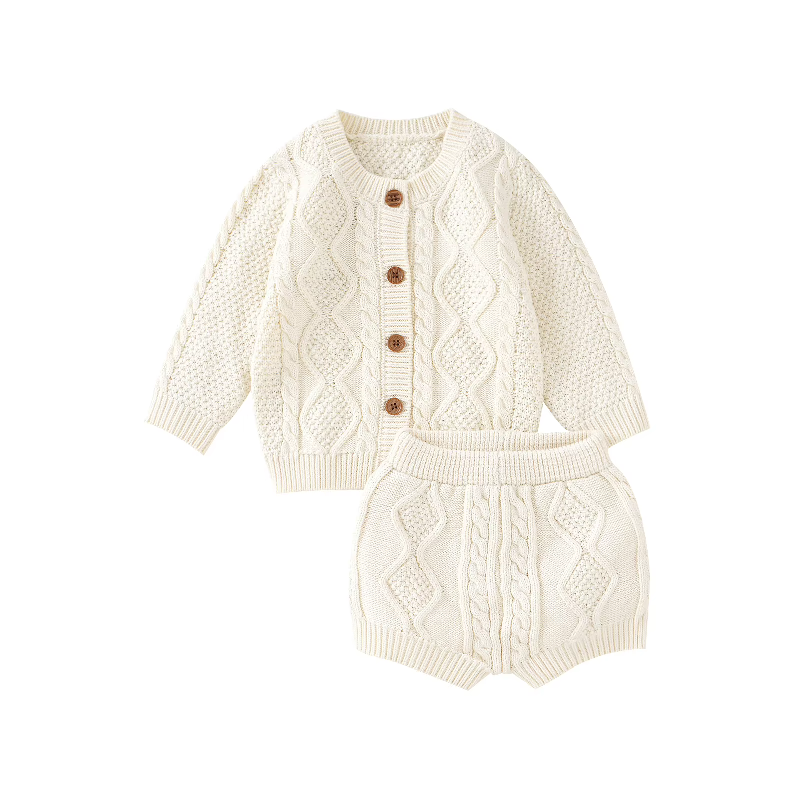 Ensemble de vêtements en coton tricoté pour nouveau-né garçon et fille, pull à manches longues + pan