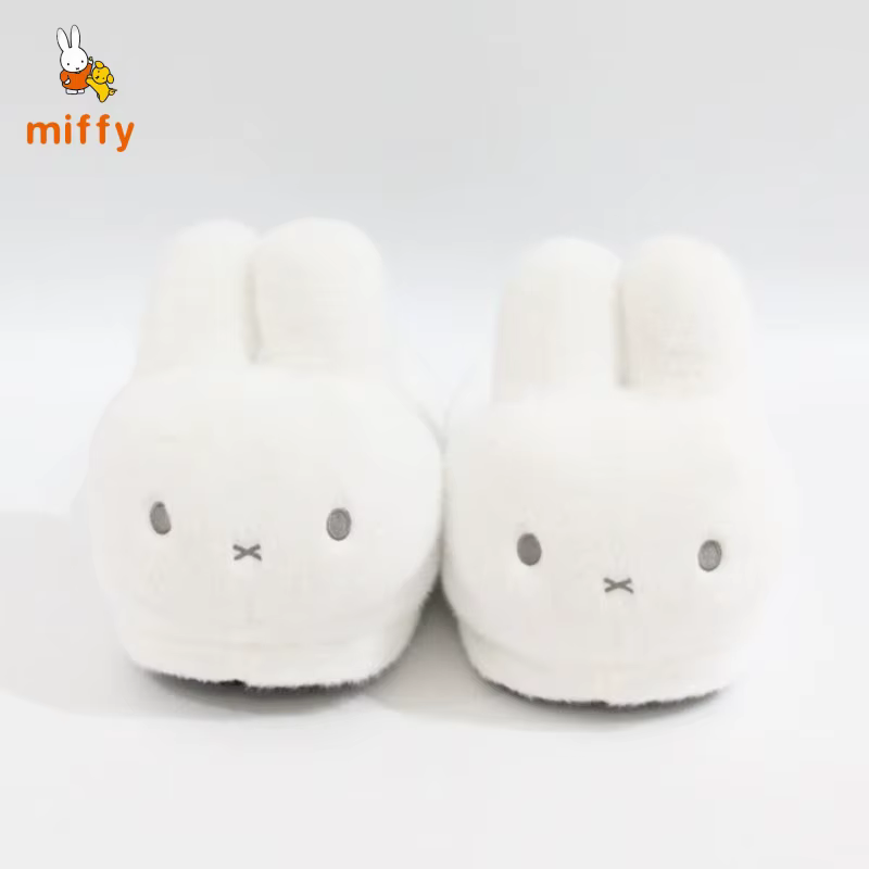 Mignonnes pantoufles en coton Miffy, confortables, style couple, en peluche, pour la maison, à semel