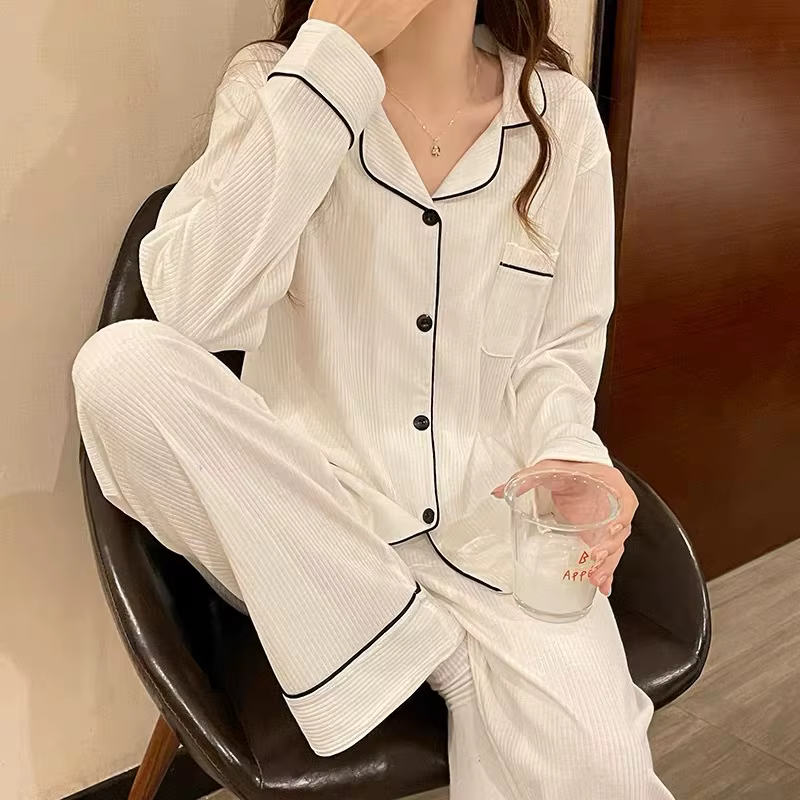 Nouveautés printemps/automne: pyjamas à la mode minimaliste pour femmes, manches longues, vêtements