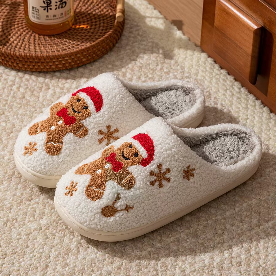 Pantoufles de noël chaudes pour femmes, motif mignon, semelle souple d'intérieur, confortables et dé