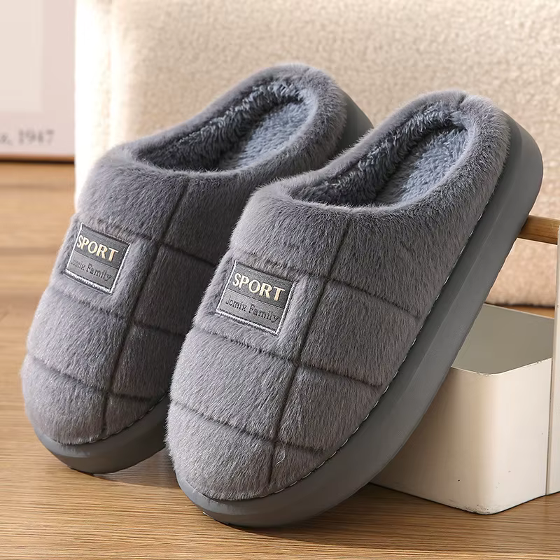 Pantoufles d'hiver larges pour hommes – Semelle épaisse avec confort nuage, chaussures de maison en 