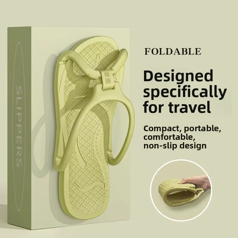 Chaussons de voyage pliables unisexes, tongs antidérapantes pour hôtel, salle de bain, plage, intéri