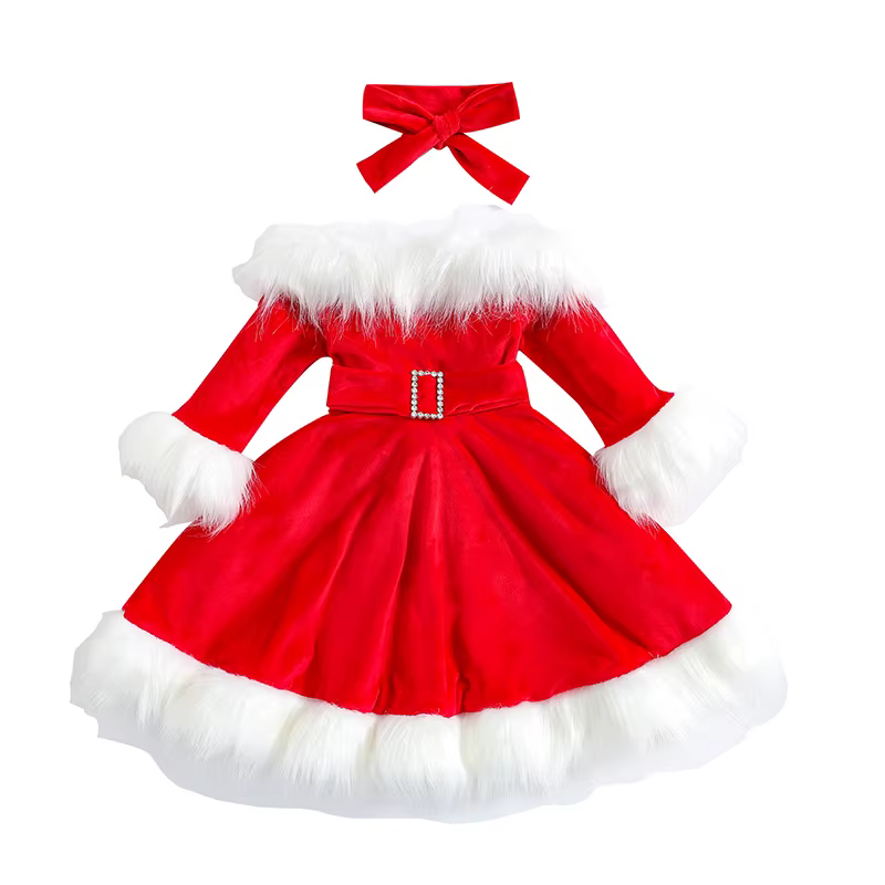 Robe de Noël mignonne pour bébé fille, tenue de princesse pour tout-petits, père Noël
