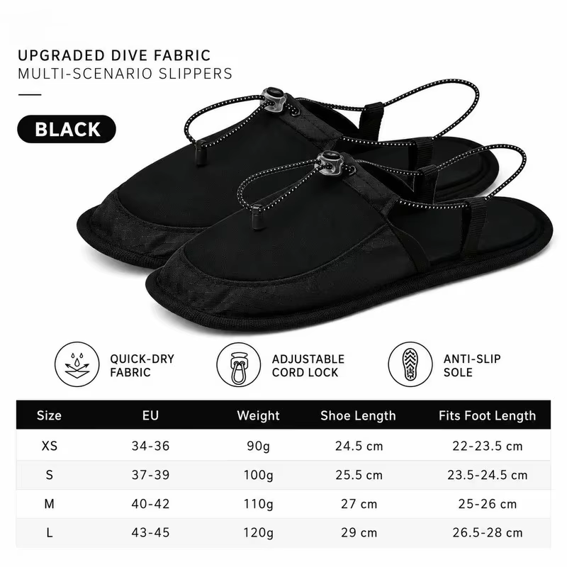 Chaussons de camping à séchage rapide, chaussures aquatiques pliables, sandales de plage antidérapan