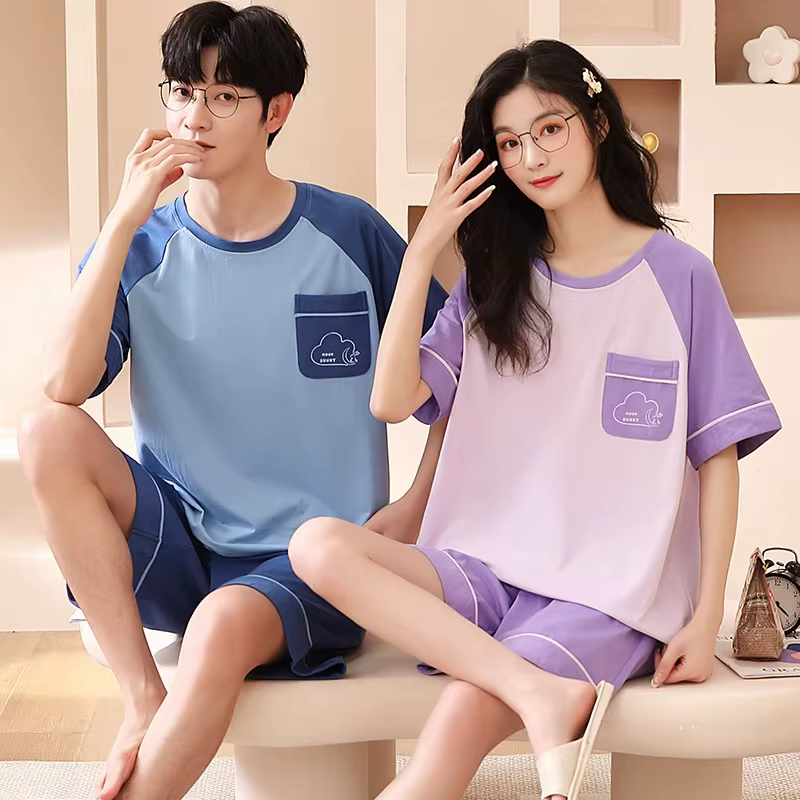 Vêtements de nuit mignons de dessin animé girafe pour hommes et femmes, ensemble de pyjama d'été pou