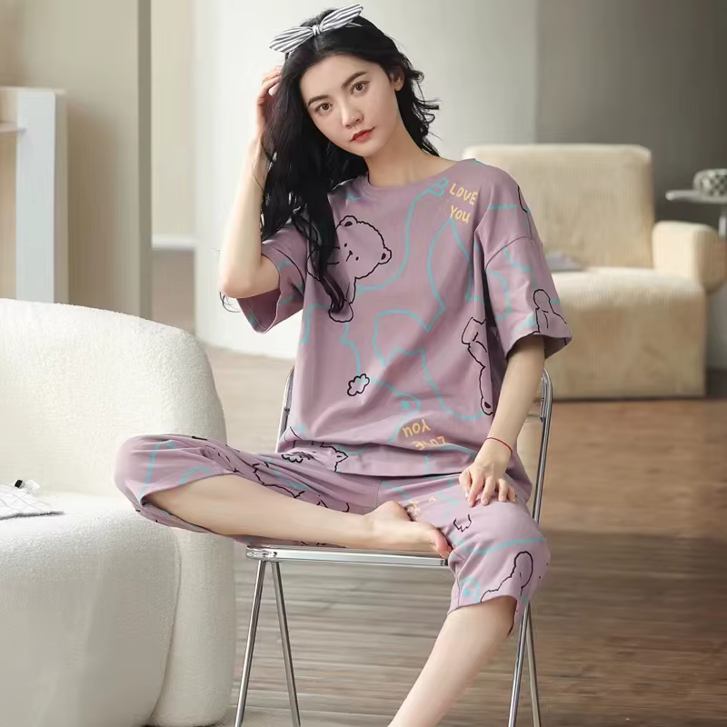 Été nouvelles dames pyjamas Homewear ensemble de pyjamas à manches courtes femmes été Simple coréen