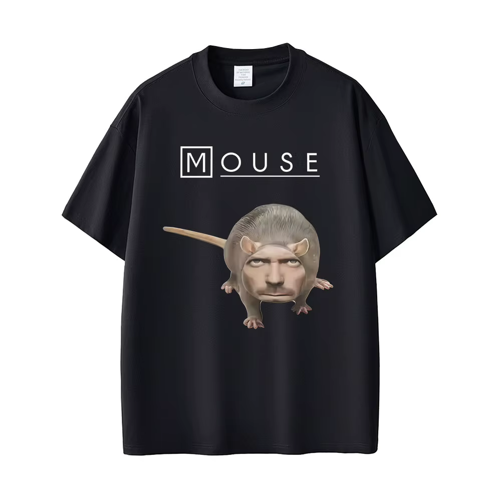 House_Mouse MD T-shirt drôle avec motif Meme pour hommes et femmes, décontracté, surdimensionné, à m