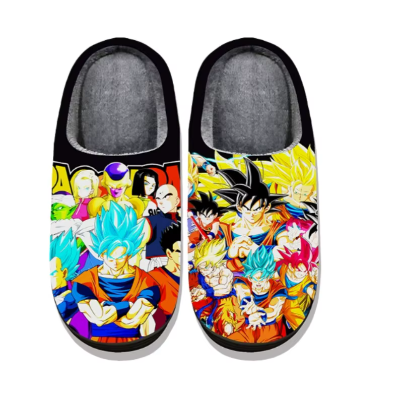 Anime Dragon Ball pantoufles en peluche Goku végéta hiver flou chaud coton chaussures mignon Cosplay