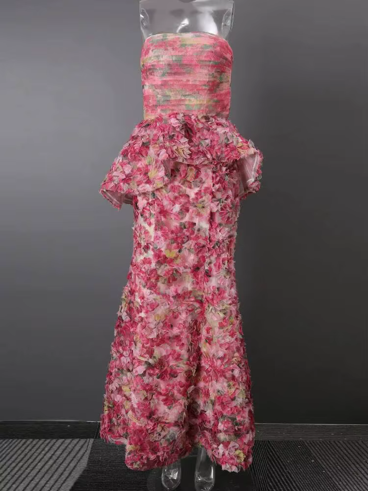 Robe de matin sans bretelles 2026, nouveau style, haut de gamme, motif floral délicat, pour mariée, 