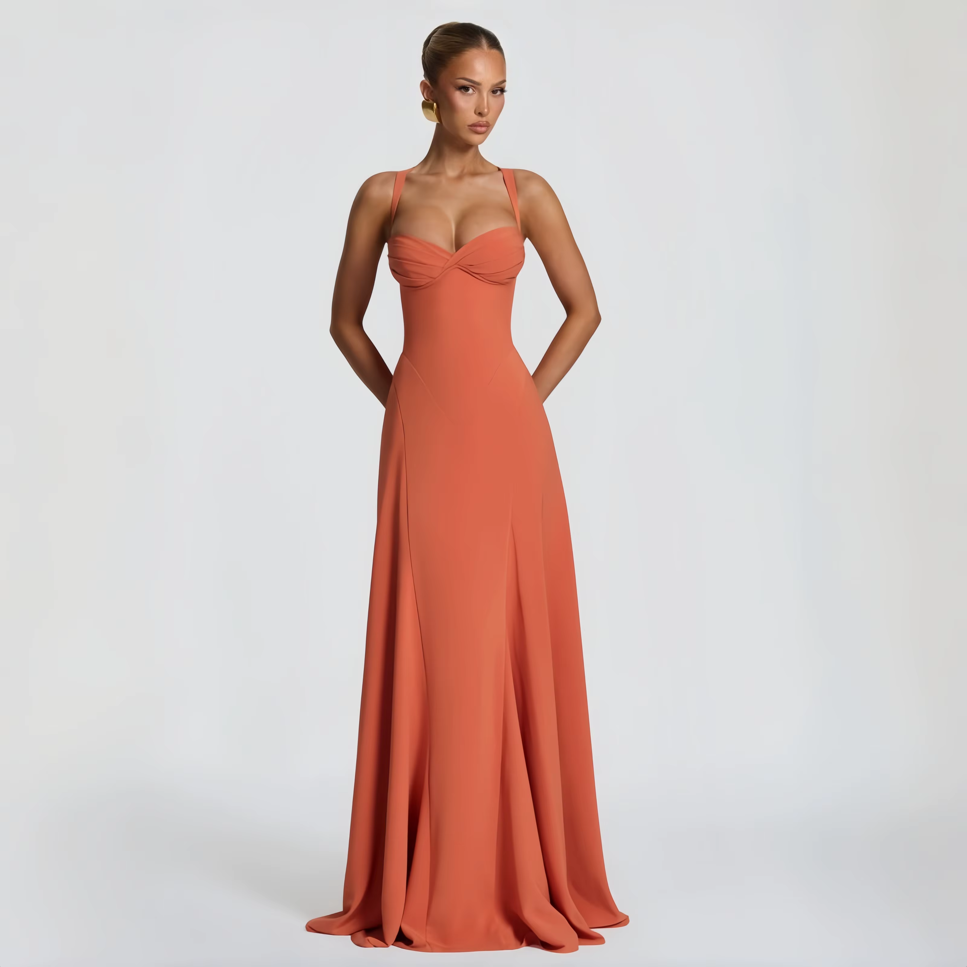 Robes d'anniversaire orange pour femme, robe de bal fluide coupe trapèze, robe élégante polyvalente 