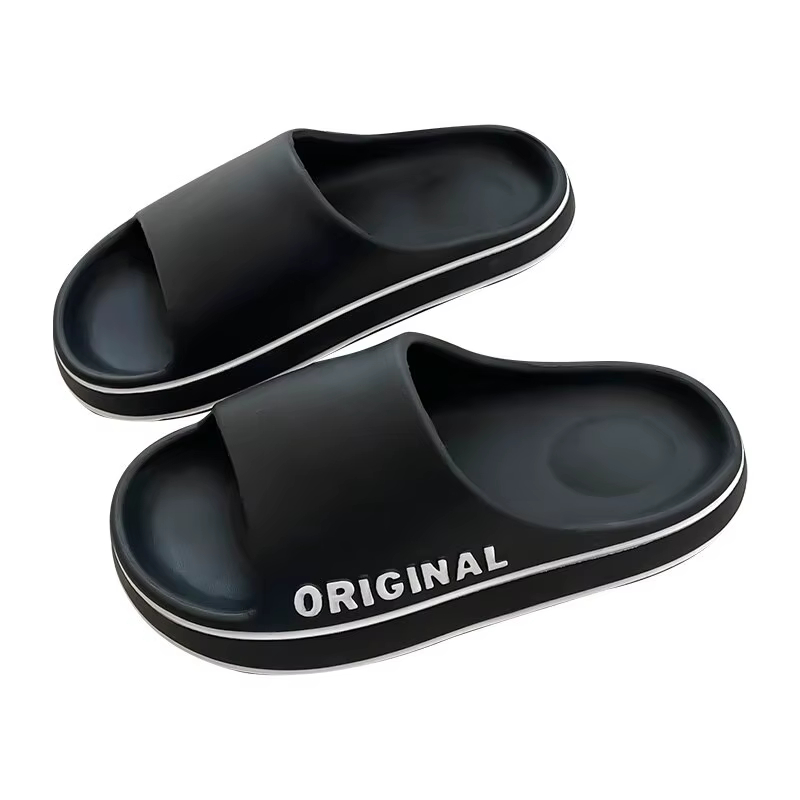 Feslishoet Sandales d'été pour femmes et hommes, à lettres, style claquettes de plage, couleur unie,
