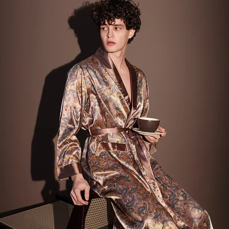 Peignoir d'été fin pour hommes, de haute qualité, une pièce, vêtements de détente pour hommes, grand