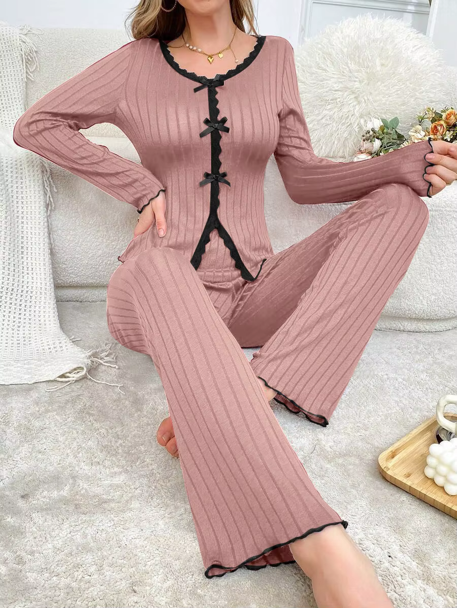 Chaud hiver vêtements de nuit Pyjamas Ensembles Pyjama Femme Ensemble pantalon Ensembles à manches l