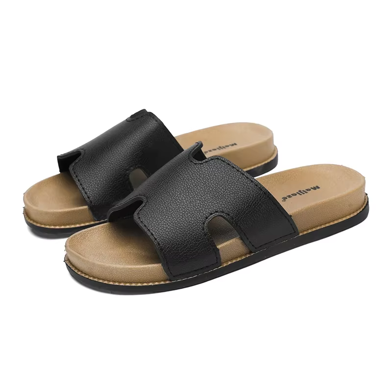 Chaussons noirs tendance pour homme, confortables et souples, à plateforme, de créateur, décontracté