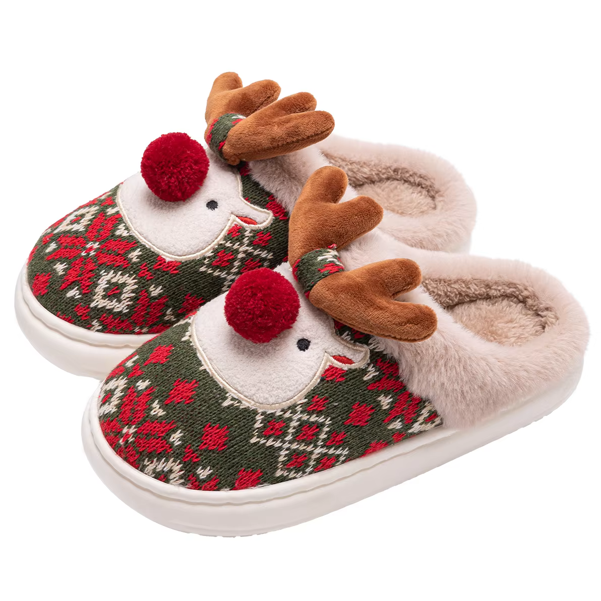 Belles pantoufles d'hiver pour femmes, pantoufles de maison en coton, dessin animé mignon, cerf de n
