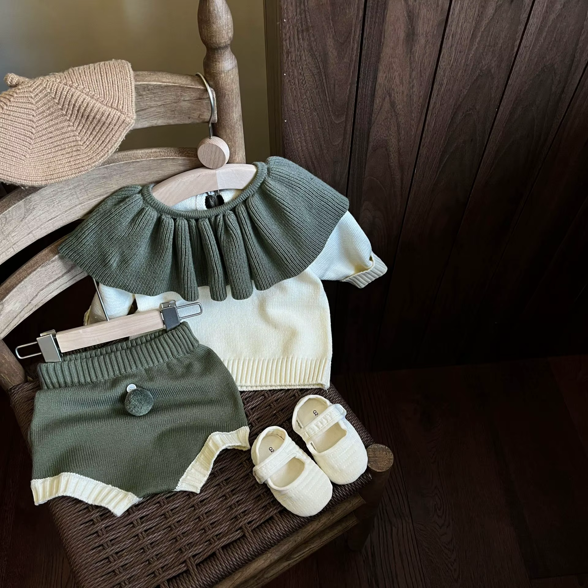 Ensemble de vêtements en tricot pour bébés filles, olympiques 2 pièces élégants, gros pulls à volant