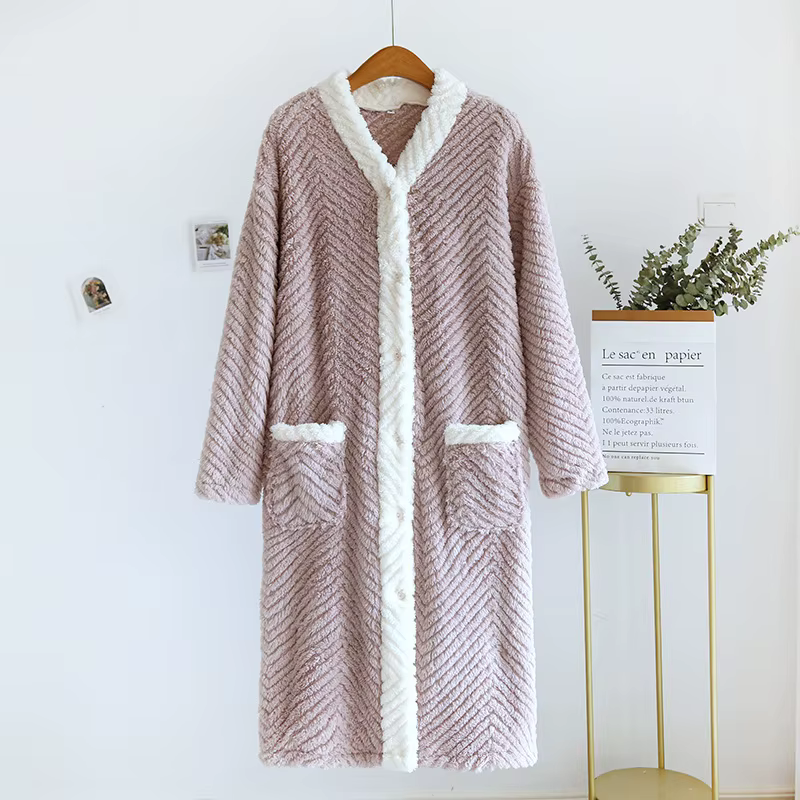 Automne hiver Robe de nuit femme corail velours hiver Robe épaissir chaud femmes peignoir flanelle a