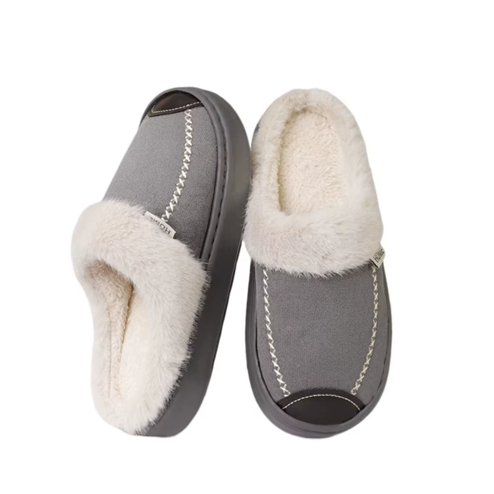 Pantoufles thermiques en fourrure à semelle épaisse, chaussures antidérapantes, pantoufles chaudes e