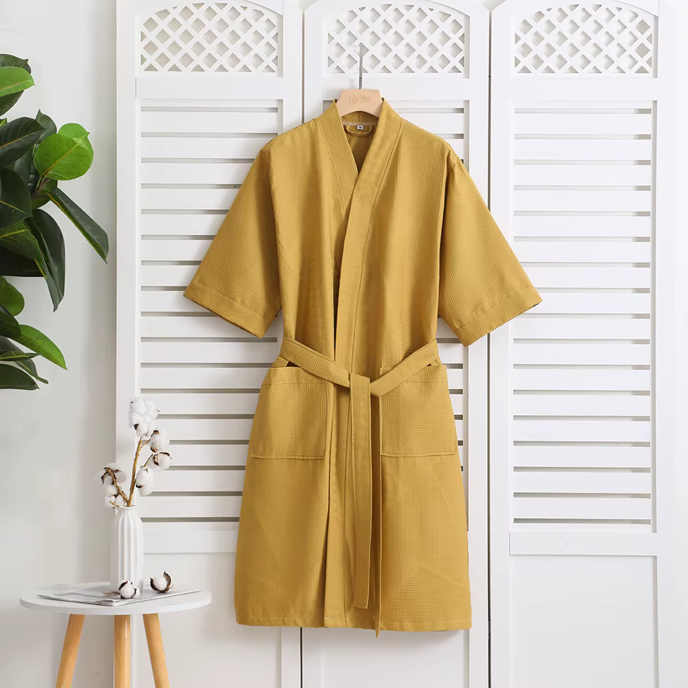 Robe de chambre 100% coton pour femme, couleur unie, pour le printemps et l'été, vêtements de nuit p