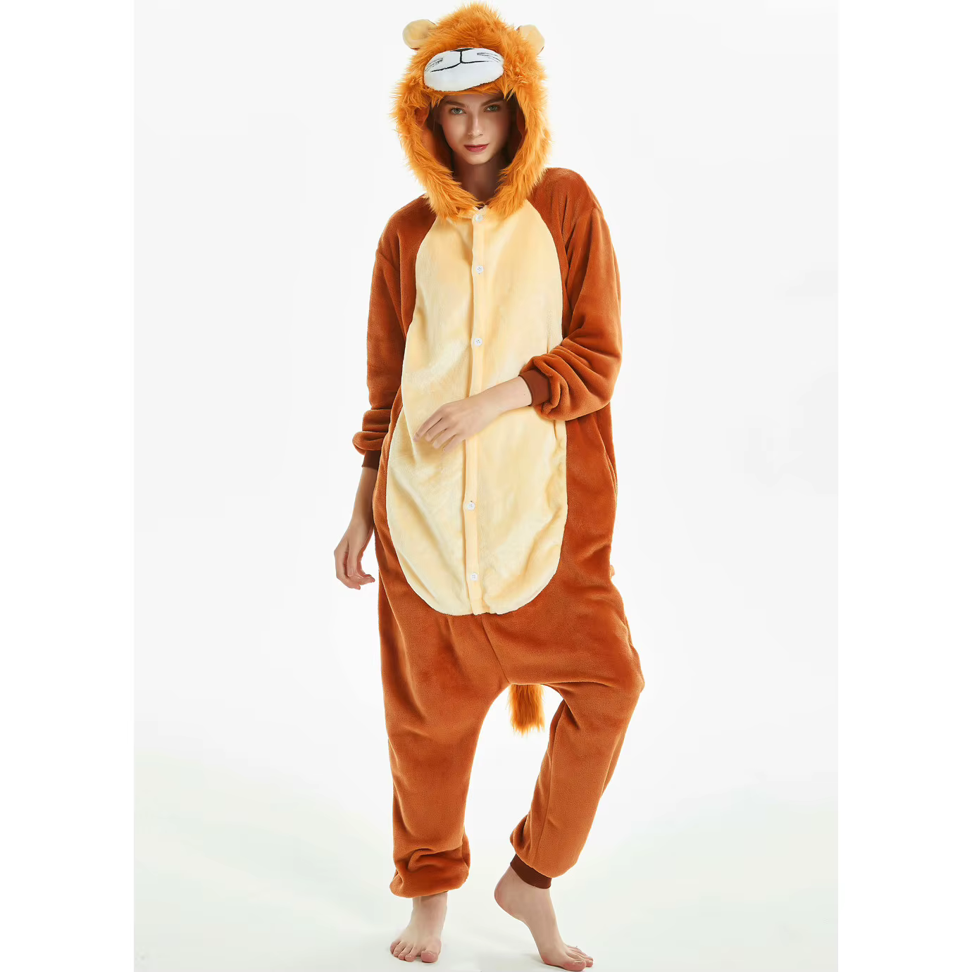 Pyjamas animaux Lion dessin animé body femmes pyjamas chauds Anime adultes garçons et filles pyjamas