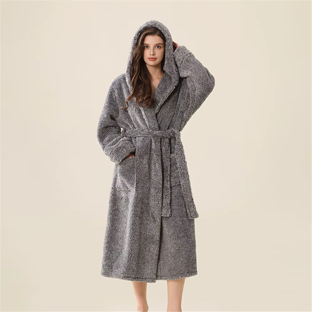 Couple peignoir à capuche vêtements chemise de nuit vêtements de nuit décontracté à manches longues 