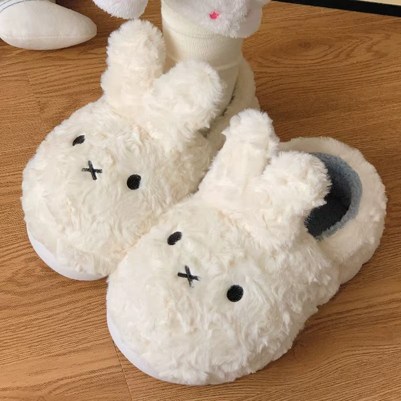 Miffy Anime peluche coton pantoufles Kawaii dessin animé hiver maison portant à l'extérieur antidéra