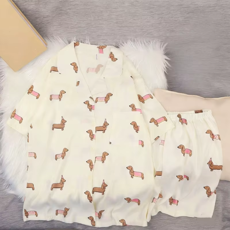 Ensemble de pyjamas décontractés 2 pièces pour femmes, style coréen, motif chat rayé mignon, pour l'