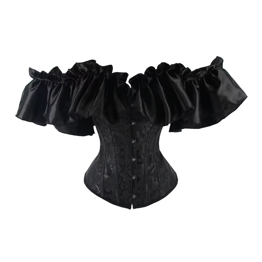 Corset blanc pour mariée, Bustier à lacets, manches courtes, à volants, gilet de fête, tenue Sexy, V