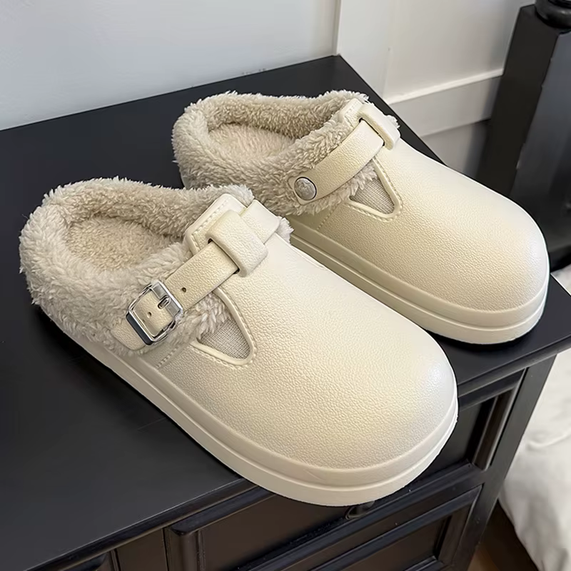 Pantoufles Birken à doublure en peluche pour femmes, légères et imperméables, diapositives d'intérie
