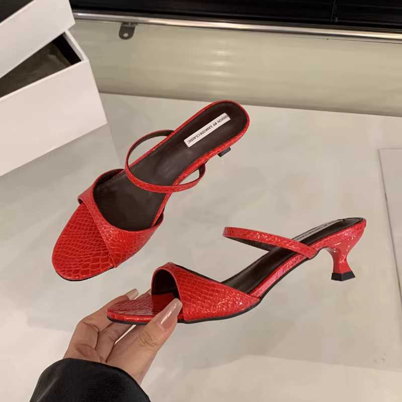 SUOJIALUN 2025 été nouvelle marque femmes pantoufle mode peu profond sans lacet bout ouvert dames di