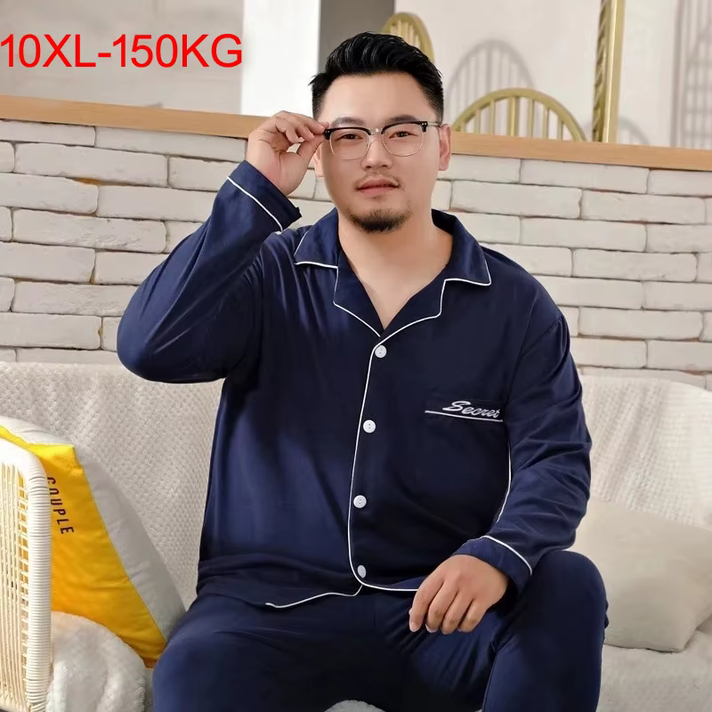 Hommes Pyjamas ensembles 100% coton décontracté ample maison vêtements de nuit grande taille 7XL 9XL 10XL Pijamas
