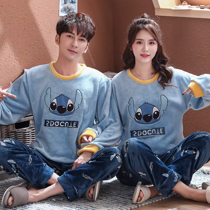 Hiver flanelle Pyjamas ensemble pour femmes homme point Panda dessin animé Pijamas Mujer maison vêtements costumes à